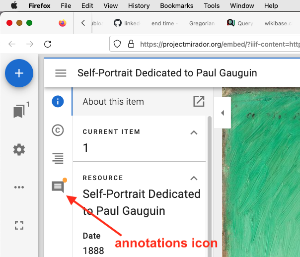 location of annotations icon